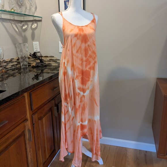 NEW Tie Dye Coverup Swimsuit Cover up Dress Handkerchief Hem Strappy Back NWT - Picture 3 of 5